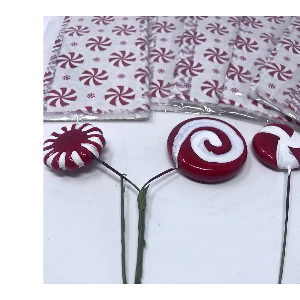 6 Packages Of Christmas Red Candy Cane Gift Bags Cellophane Treat Bags 120 Bags